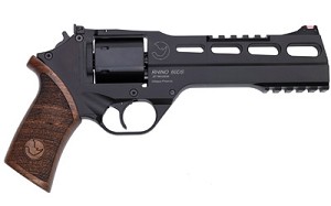 Chiappa Firearms Rhino 60DS, Revolver, Double/Single Action, 357 Magnum/38 Special, 6" Barrel, Alloy Frame, Walnut Grips, 6Rd, Black Finish, 3 Moon Clips, Adjustable Rear Sight and Fiber Optic Front 340-221