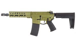 CMMG Mk4 Banshee, Semi-automatic Pistol, 300 Blackout, 1:7 Twist, 8" Barrel, Aluminum Frame, Bazooka Green Cerakote, 30Rd, Tailhook MOD 2 Pistol Brace, DefCan 3 Flash Hider, Threaded 5/8-24, CMMG RML7 Hand Guard, Magpul MOE Pistol Grip, Ambi Sling Plate, 