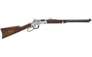 Henry Repeating Arms American Beauty Lever, 22LR, 20" Barrel, Silver Finish, Walnut Stock, 16 & 21Rd Magazines, Silver Engraved with Copper Rose H004AB