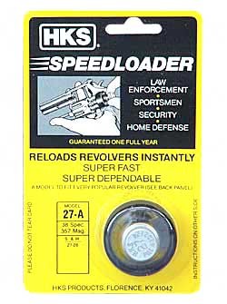 HKS Speedloader, 357 Magnum, Fits S&W 27/28, Ruger Redhawk, Black 27A