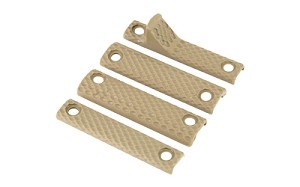 Knights Armament Company URX 3/3.1 4 Piece Rail Panel Kit, Flat Dark EarthFinish, 2 2-Hole Panels, 1 2-Hole Panel, 1 2-HoleHandstop, 8 Screws, 4 Backing Nuts 30408-FDE