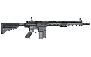 Knights Armament Company Advanced Combat Carbine, Semi-automatic, 308 Win, 16" Chrome Lined Barrel, Black Finish, Black Collapsible Stock, 600M Micro Adjust Sights, 20Rd, URX 4 Rail, M-LOK, 7.62 QDC Flash Hider 31893