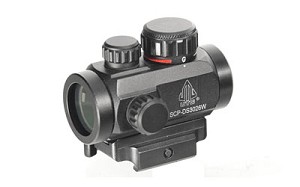 Leapers, Inc. - UTG Instant Target Aiming Sight, 2.6", 30mm, Fits Picatinny, Black Finish, Red/Green CQB Micro Dot, w/Integral QD Mount SCP-DS3026W
