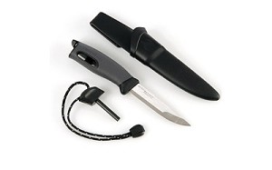Light My Fire Swedish Fire Knife, 8.5", With Sheath, 3,000 Strikes, Black, Clam Pack S-FK-BLK