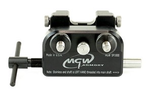 MGW Armory Sight Tool, Universal Fit, Full 1.750" Front Sight Reach Capacity on Most Every Model on the Market, Uses Shoe Plates Specific to a Handgun Make/Model. Includes 30 Degree Angled and Straight Sided Standard Block. Support Shaft Can Be Removed wi