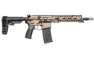 Patriot Ordnance Factory Renegade Plus, Semi-automatic, AR Pistol, 300 BLACKOUT, 10.5" Nitride Heat-Treated Barrel,1:8 Twist, Burnt Bronze Finish, SB Tactical SBA3 Pistol Stabilizing Brace, 30Rd, MLOK Renagde Rail, Triple Port Muzzle Brake, POF-USA 3.5 lb