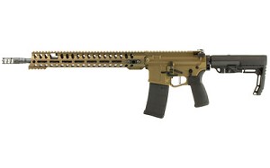 Patriot Ordnance Factory Renegade Plus, Semi-automatic Rifle, 223 Rem/556NATO, 16.5" Puritan Barrel with Mid-length Dictator, 1:8 Twist, Cerakote Burnt Bronze Finish, Mission First Tactical Grip and Stock, 30Rd, MLOK Renegade Rail, Triple Port Muzzle Brak