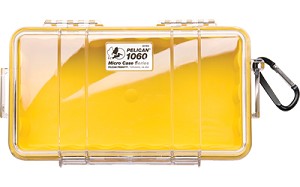 Pelican 1060 Micro Case, Yellow/Clear, Hard Case, Interior 8.25"X4.25"X2.25", Watertight, Crushproof, Dustproof 1060-027-100