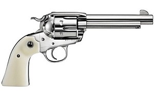 Ruger Vaquero Bisley, Single-Action Revolver, 45 Colt, 5.5" Barrel, High-Gloss Stainless Finish, Stainless Steel, Simulated Ivory Grips, Fixed Sights, 6Rd 05129
