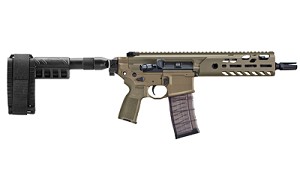Sig Sauer MCX Virtus, Semi-automatic Pistol, 300BLK, 9" Barrel, Flat Dark Earth Finish, Collapisble Pistol Brace, M-LOK Rail, 1 30Rd Magazine PMCX-300B-9B-TAP-FDE