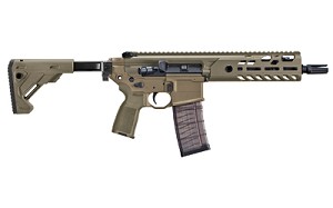 Sig Sauer MCX, SBR, Semi-automatic Rifle, 300 AAC Blackout, 9" Barrel, Flat Dark Earth Finish, Telescoping/Folding 3 Position Stock, Aluminum MLOK Handguard, 30Rd RMCX-300B-9B-TAP-FDE-SBR