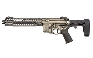 Spike's Tactical Spartan Pistol with Maxim Brace, Semi-automatic, 556NATO, 8.1" Cold Hammer Forged Barrel, Aluminum Frame, 10" M-LOK Rail, Barking Spider, Nickel Boron Battleworn Finish STP5295-M1B
