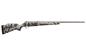 Weatherby Mark V, Arroyo, Bolt, 6.5-300 Wby. Mag., 26", KUIU VIAS Cammo, Monte Carlo Composite with Aluminum Bedding Block , Right Hand, LXX Trigger, #3 Fluted Stainless Steel With Cerakote, 3Rd, Custom Shop, 8 1/4 lbs. MAOM653WR6O